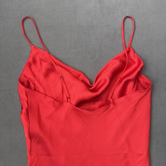 Bardot Slip Dress Satin Midi Cowl Neck Neiman Marcus NWT Sz Large 10 Red‎ - Picture 13 of 16